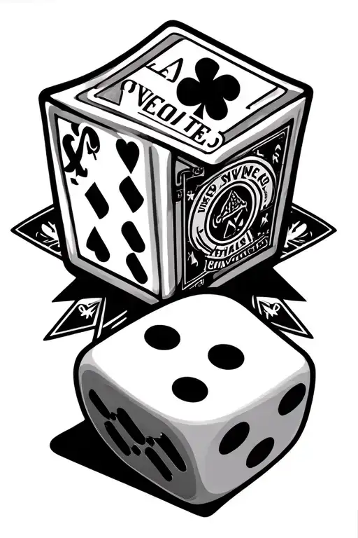 Las Vegas Dice With Cards And Designs Around It