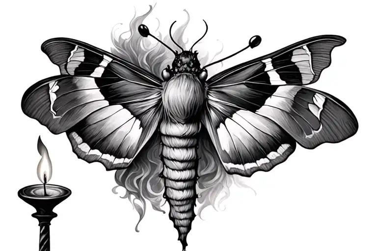 Feminine Moth And Candle Burning