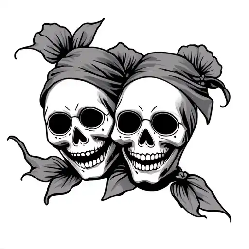 Sugar Skulls Laugh Now Cry Later With Bandana On Forehead