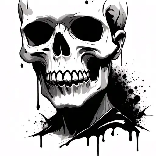 Skull Face Lineal Styl Mirror With Bloody