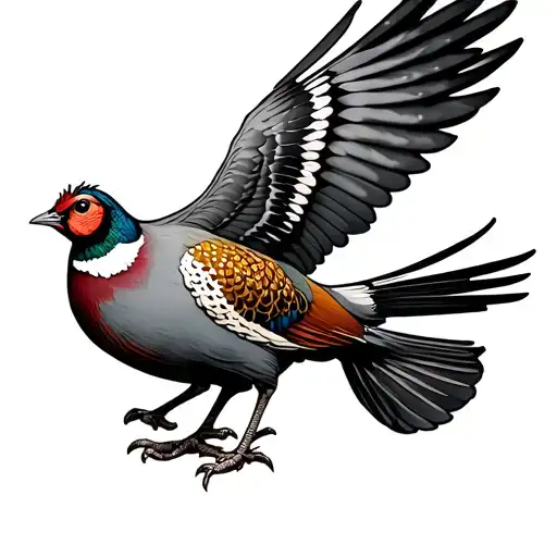 Sleep Pheasant In Flight Done In Japanese Style