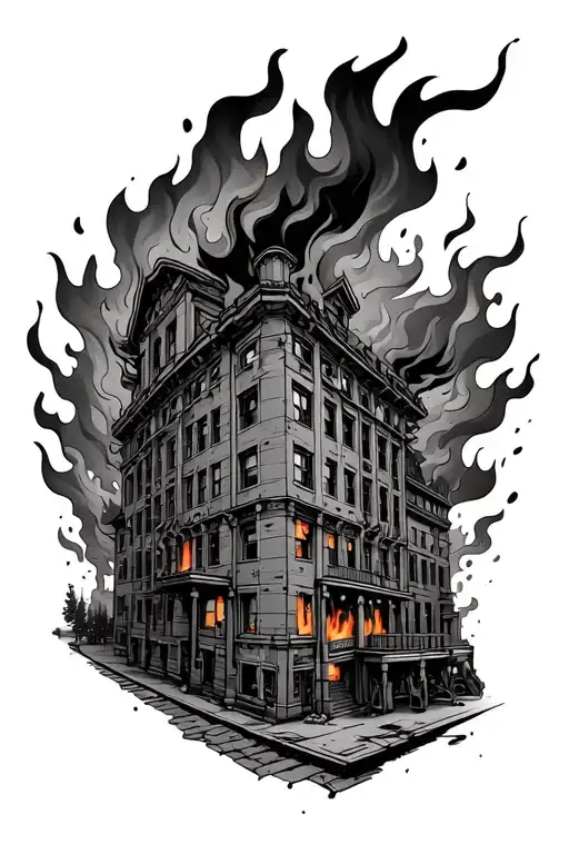 Burning Building Firefoghter
