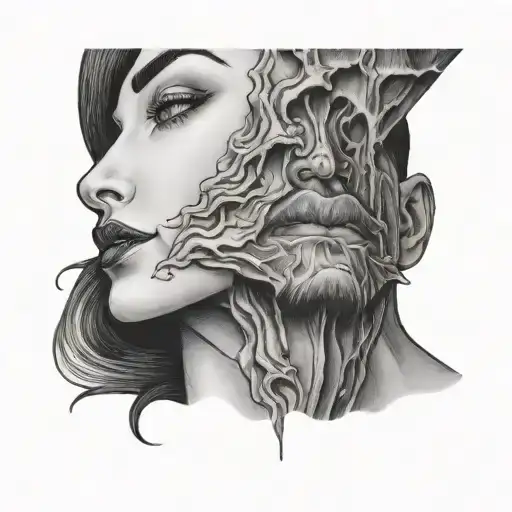 Man Biting Woman Lip