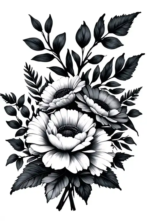 Birthday In Roman Numerals With Birth Flower Bouquet August