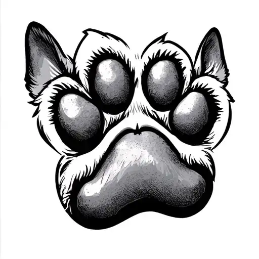 Dog Face Over Shape Dog Paw Print