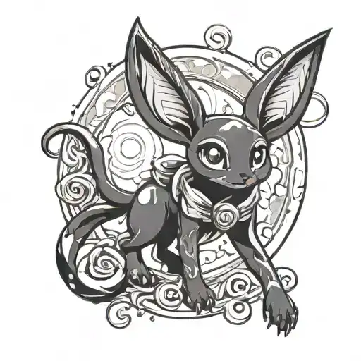 Umbreon Black And Grey Trad Tattoo Design