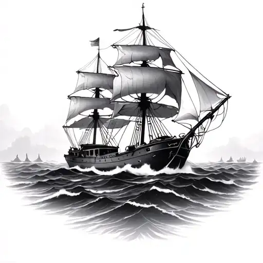 Fog Ship Sailing