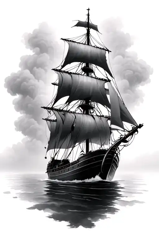 Sailing Ship Made Of Fog