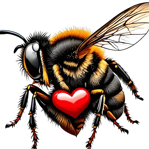Honey Bee With Heart On Chest