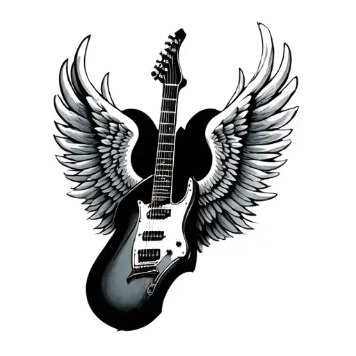 Guitar Wings Tattoo Half Sleve