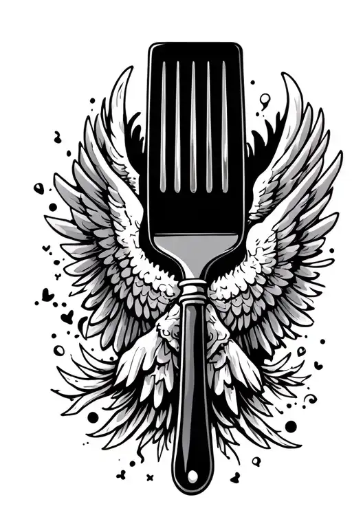 Memorial Tattoo Spatula With Angel Wings Flying