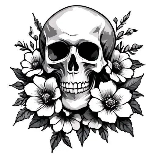 Skull And Flowers