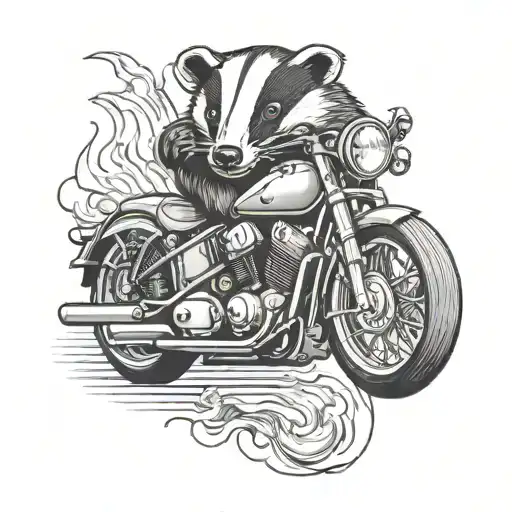 Badger On A Motorcycle Engine