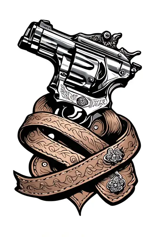 Leather Tooling With Shotgun Intertwined