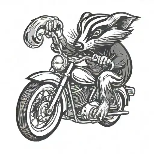 Badger Riding A Motorcycle Riding