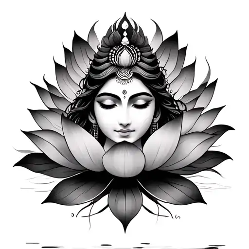 Lotus Flower And Devi Sati Being