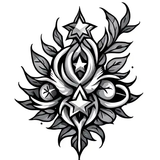 Vine Tribal Tattoo With Stars