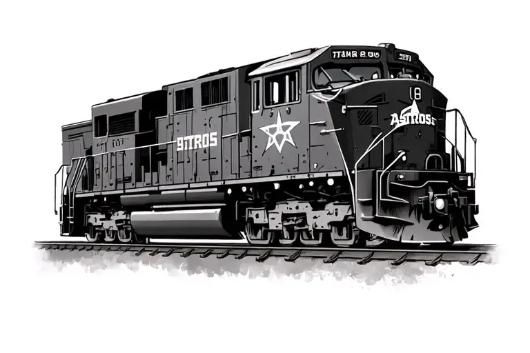 Train Engine With Astros On The Side In Spray Paint Graffiti