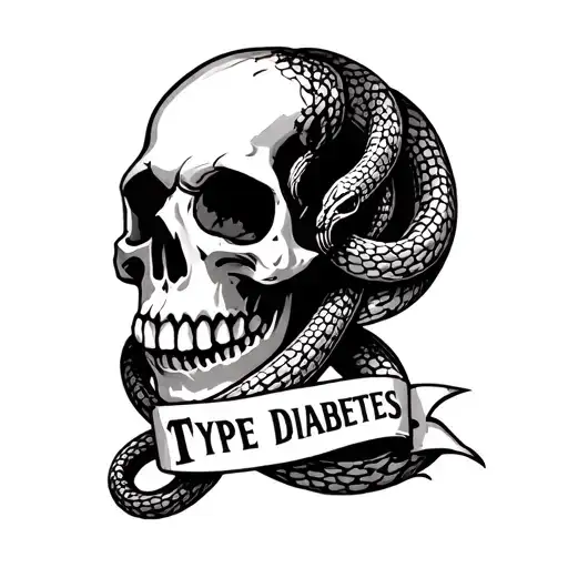 A Skull With A Snake Wrapped In The Skull And A Banner That Says Type One Diabetes