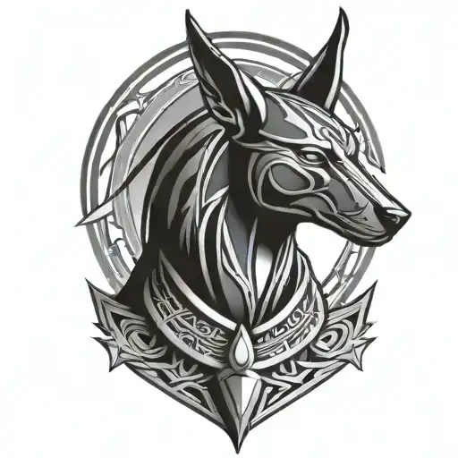 Anubis And Tribal Tattoo Design