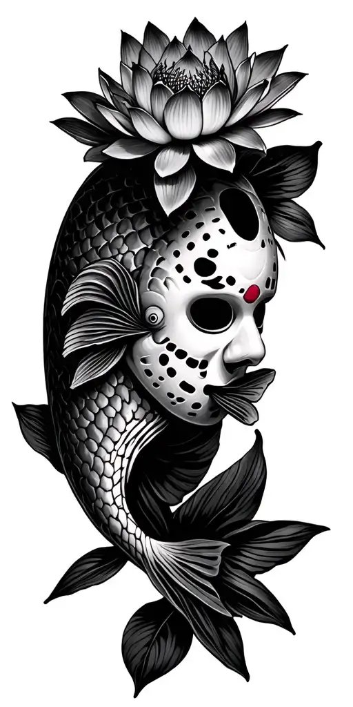 Friday The 13Th Mask Lotus Flower Coy Fish