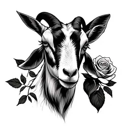 A Goat With A Rose