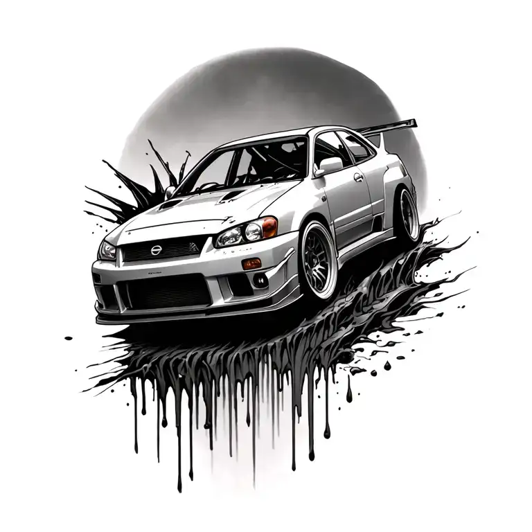 Rising From The Depths Nissan Drift Car Surrounded