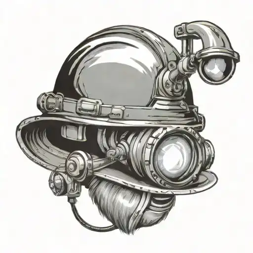 Old Style Hardhat With Carbide Caving Lamp Mounted On The Front