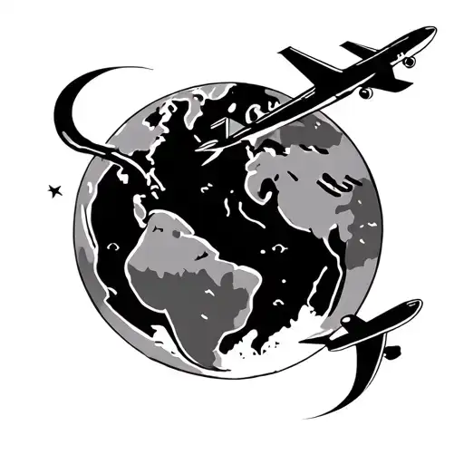 Airplane Flying Over A World