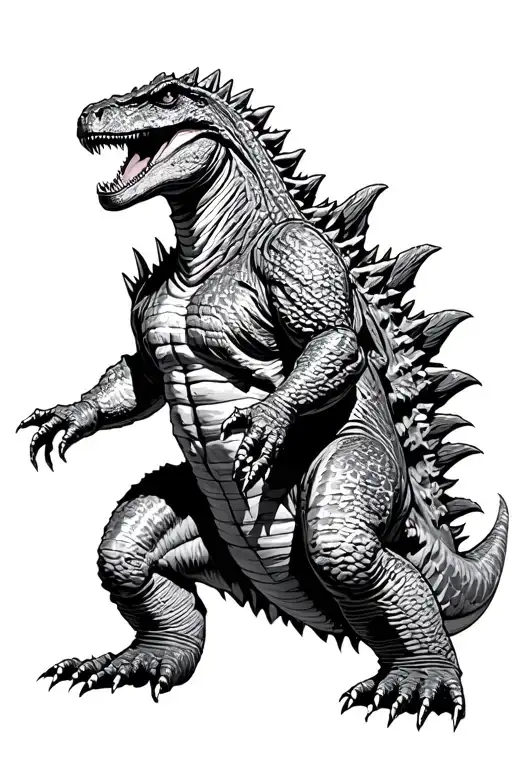 Godzilla Fighting A T Rex