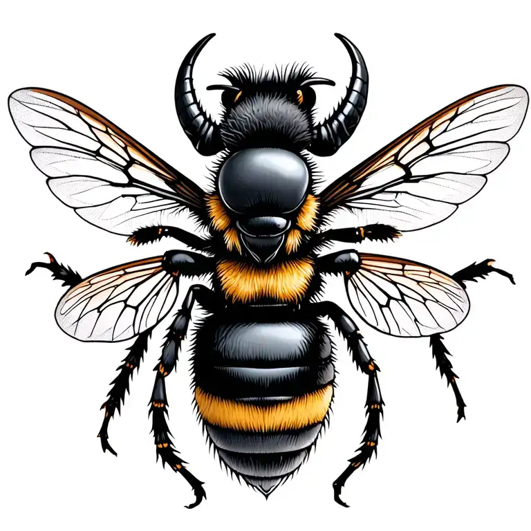 Honey Bee With Horns And Big Pointy Wings And Sharp Legs