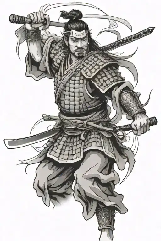 Samurai Warrior And Japanese Dojo