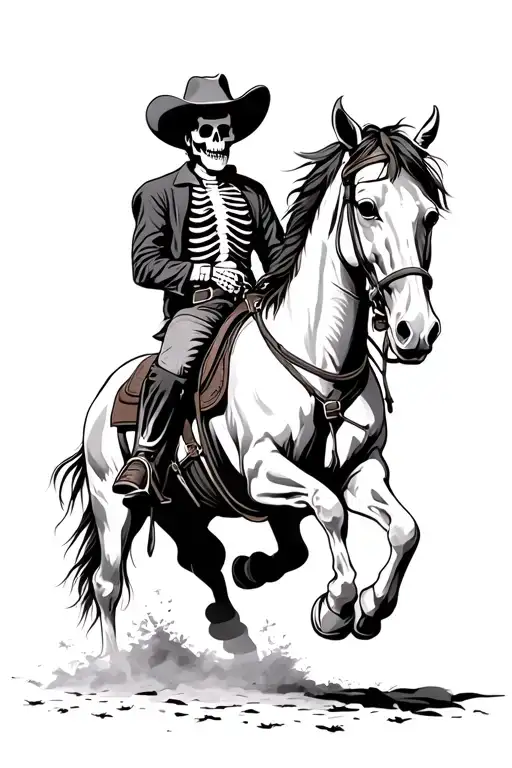 Skeleton Cowboy Riding Horse