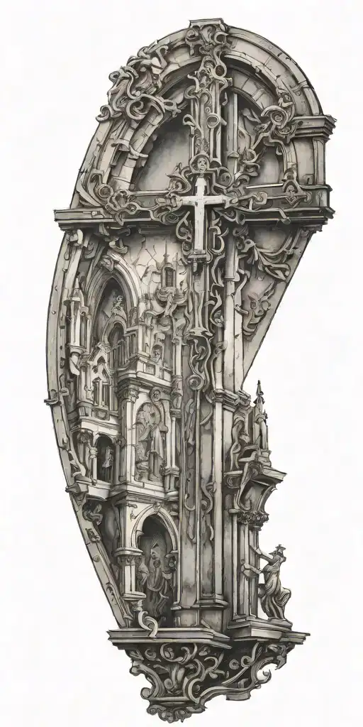 The Inside Of A Catholic Church With An Upside Down Cross