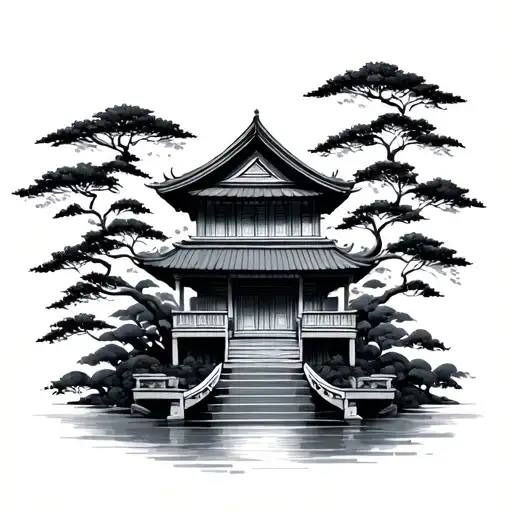 Asian House With Tress