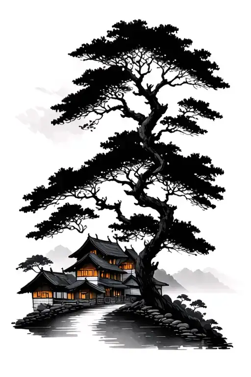 Small Asian Village With Tress