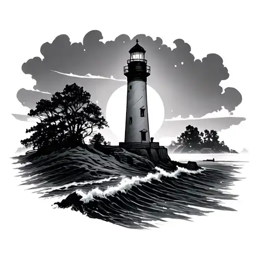 Outline Of Lighthouse With Iris