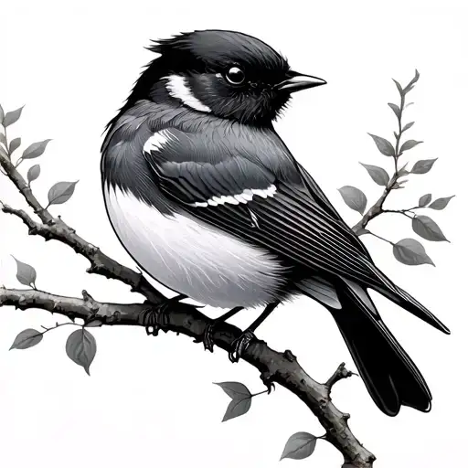 Willy Wagtail Bird On A Branch