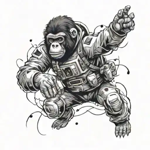 Gorilla Cosmonaut In Trash Polka Style