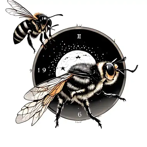 Father Time With Some Bee Flying And Something To Signify July And January