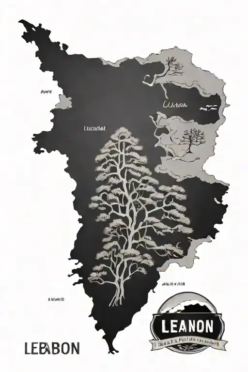 Map Of Lebanon Including Cedar Tree