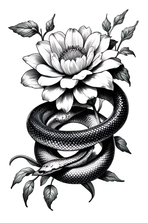 Snake Wrapped Round Flower Blooming