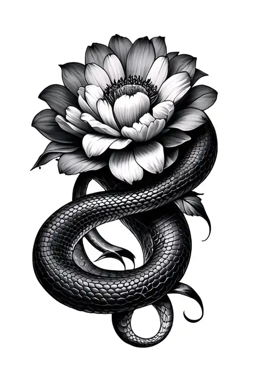 Snake Wrapped Round Flower Surrounded