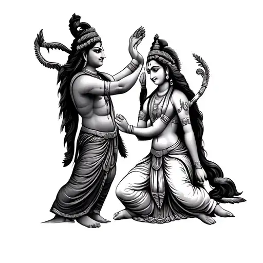 Design A Minimalistic Tattoo Design Of Lord Shiva Lifting Parvati Ji