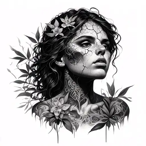 Woman With Head Cracked By Nature