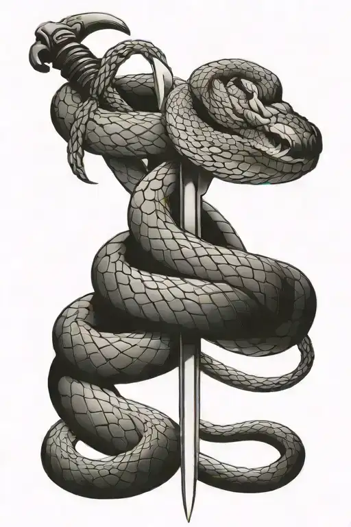 Snake And Sword Intertwined