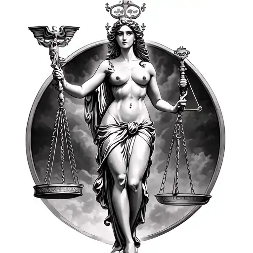 Lady Justice Full Body Bare Breast