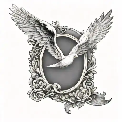 Empty Picture Frame With A Dove Around It