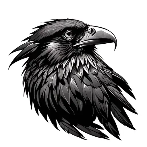 Native American Raven Head On Hand