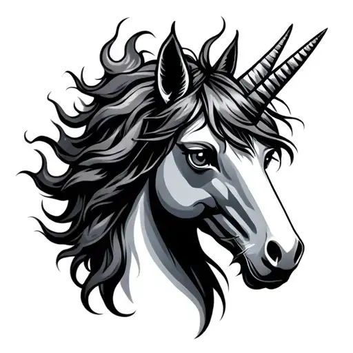 Unicorn Head With Fire Hair